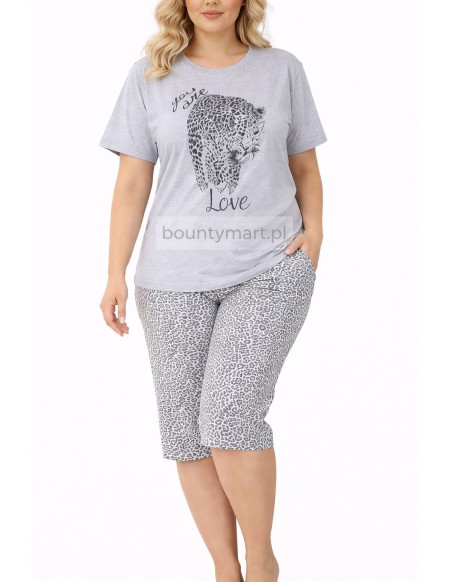 Piżama damska bawełniana 3/4 z nadrukiem DUŻY Rozmiar L-4XL  No.16647