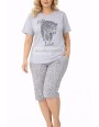 Piżama damska bawełniana 3/4 z nadrukiem DUŻY Rozmiar L-4XL  No.16647