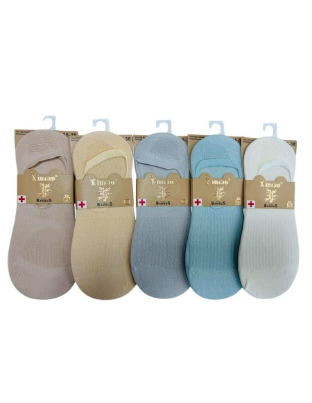 Damskie skarpetki stopki bambusowe INVISIBLE z siateczką i silikonem   35-42 V1886