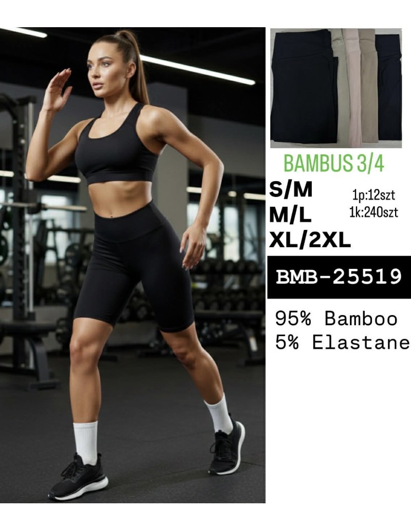 Rybaczki damskie 3/4 legginsy bambusowe z wysokim stanem BMB-25519