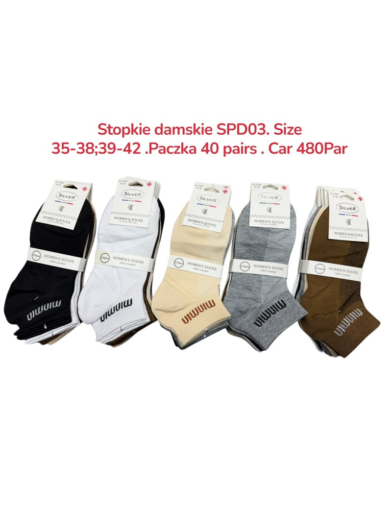 Skarpetki Stopki Damskie Sportowe Bawełniane SPD03