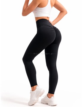 Legginsy damskie prążkowane bambusowe push up czarne S-2XL BL9-25120