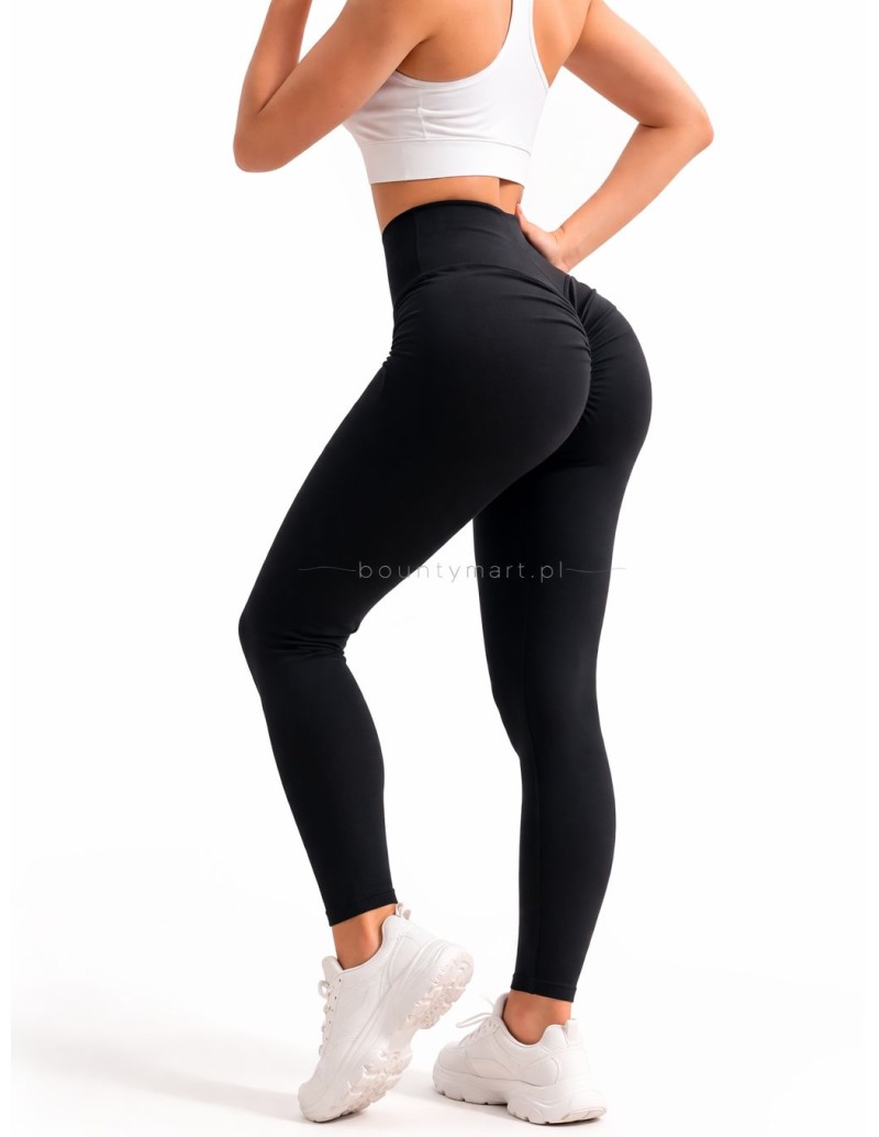 Legginsy damskie prążkowane bambusowe push up czarne S-2XL BL9-25120