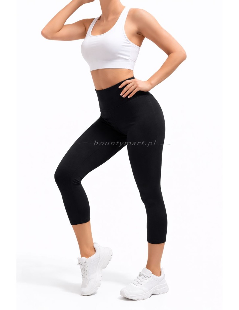 Legginsy damskie 7/8 prążkowane bambusowe czarne plus size 2XL-7XL BL7-25132+F