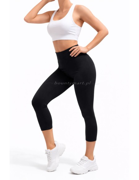 Legginsy damskie 7/8 prążkowane bambusowe czarne plus size 2XL-7XL BL7-25132+F