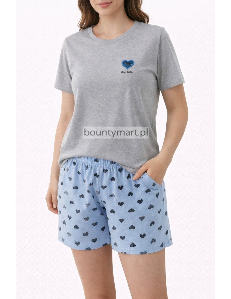 Komplet Piżama damska krótka z bawełny Rozmiar L-3XL blue