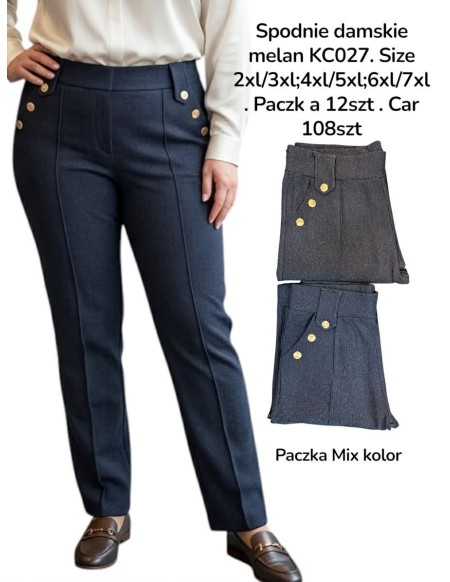 Spodnie Elaganckie Gładkie Damskie KC027 2XL-6XL
